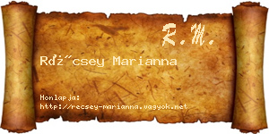 Récsey Marianna névjegykártya